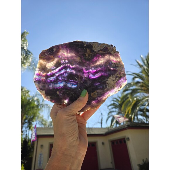 Rainbow Fluorite Large Polished Crystal Slab, 508g (1.12lbs) - Picture 7 of 11